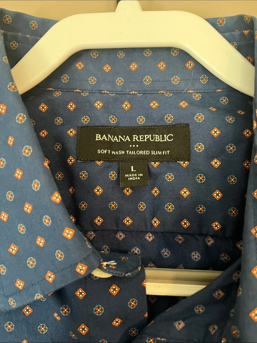 Banana Republic Navy Blue Micro Dot Long-Sleeve Dress Shirt